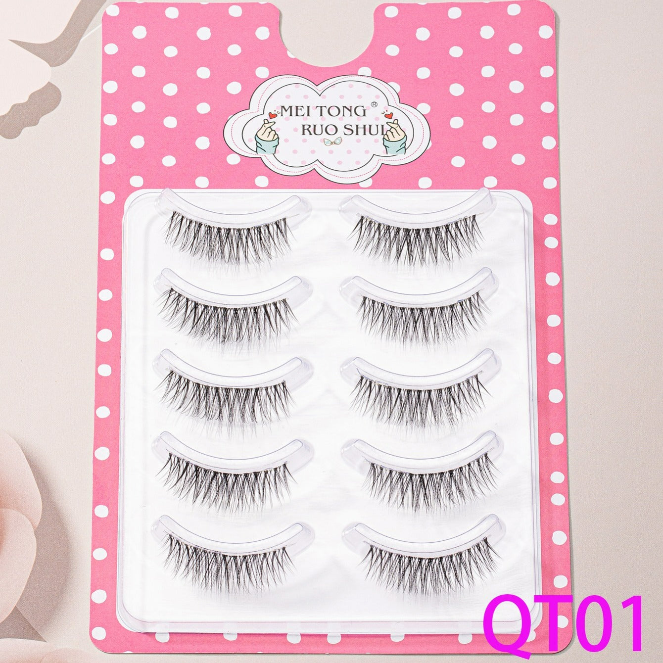 5 Pairs Natural Look 3D Mink Cat Eye Lashes 15mm Wispies