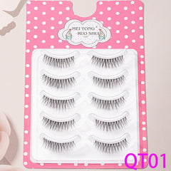 5 Pairs Natural Look 3D Mink Cat Eye Lashes 15mm Wispies