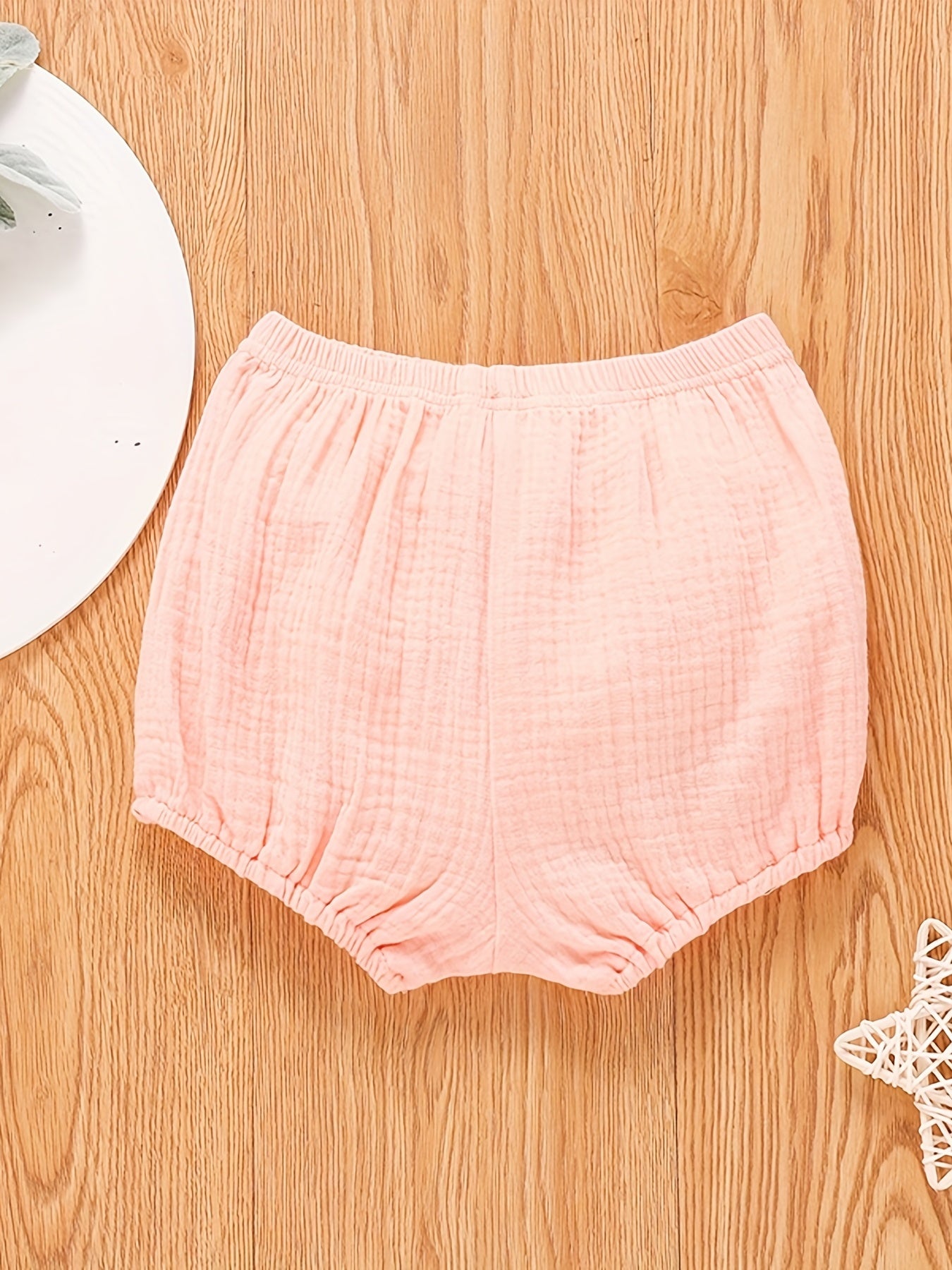 Baby Girl's Casual Plain Cotton Shorts Elastic Waist