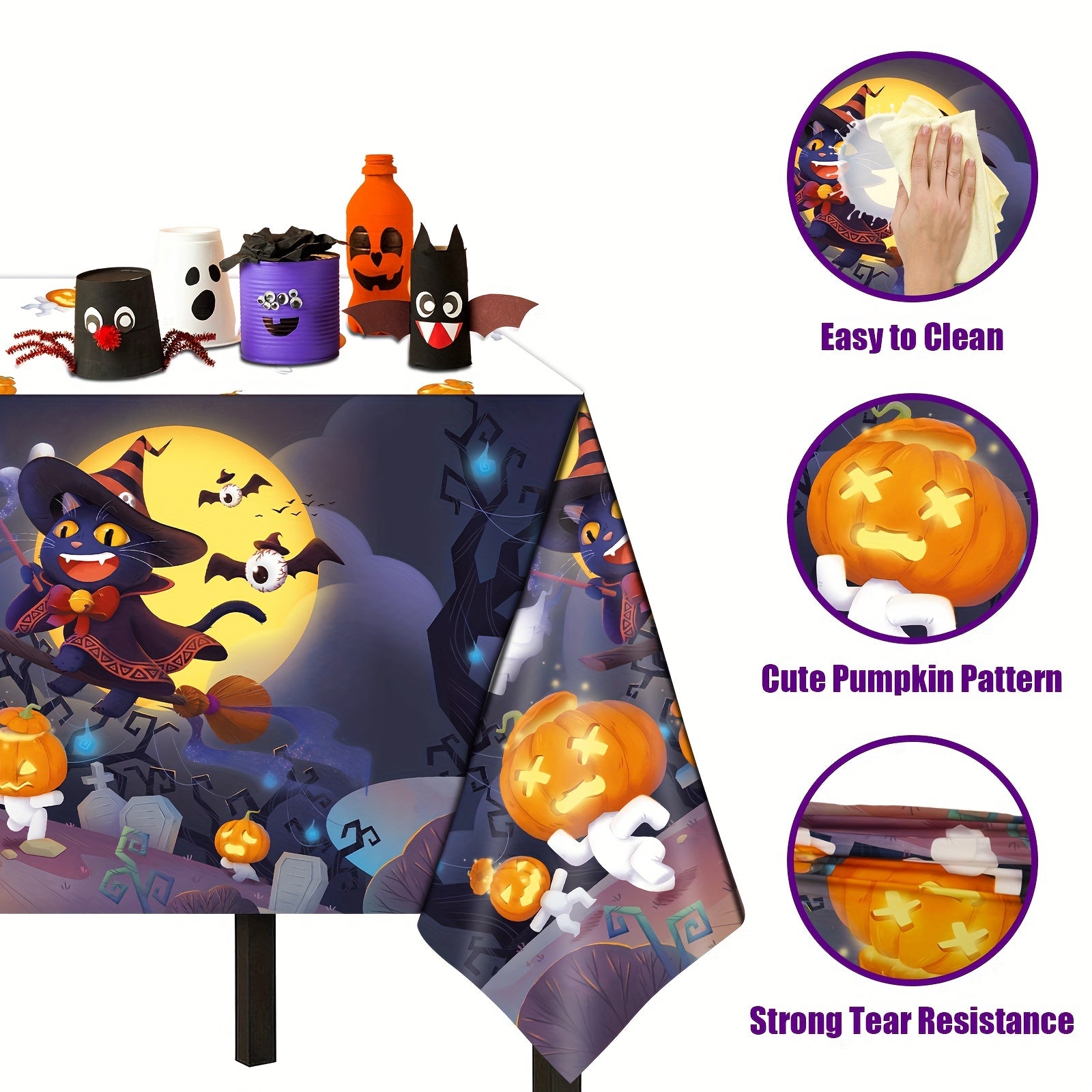 3pcs Disposable Plastic Tablecloth Halloween Party Supplies