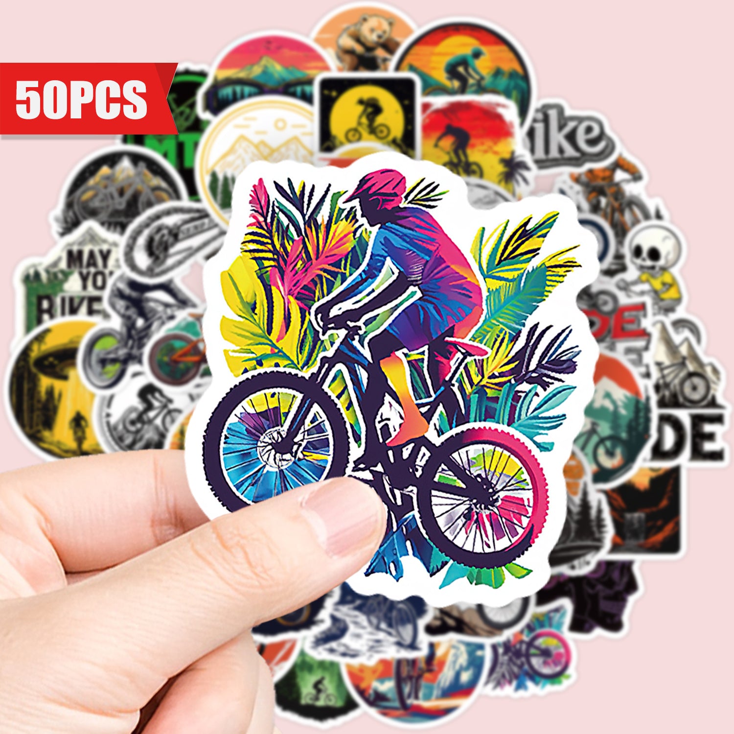 50 Waterproof Vinyl Biking Lifestyle Decals for Laptops Phones Guitars