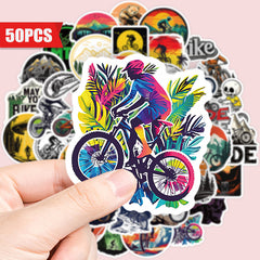 50 Waterproof Vinyl Biking Lifestyle Decals for Laptops Phones Guitars