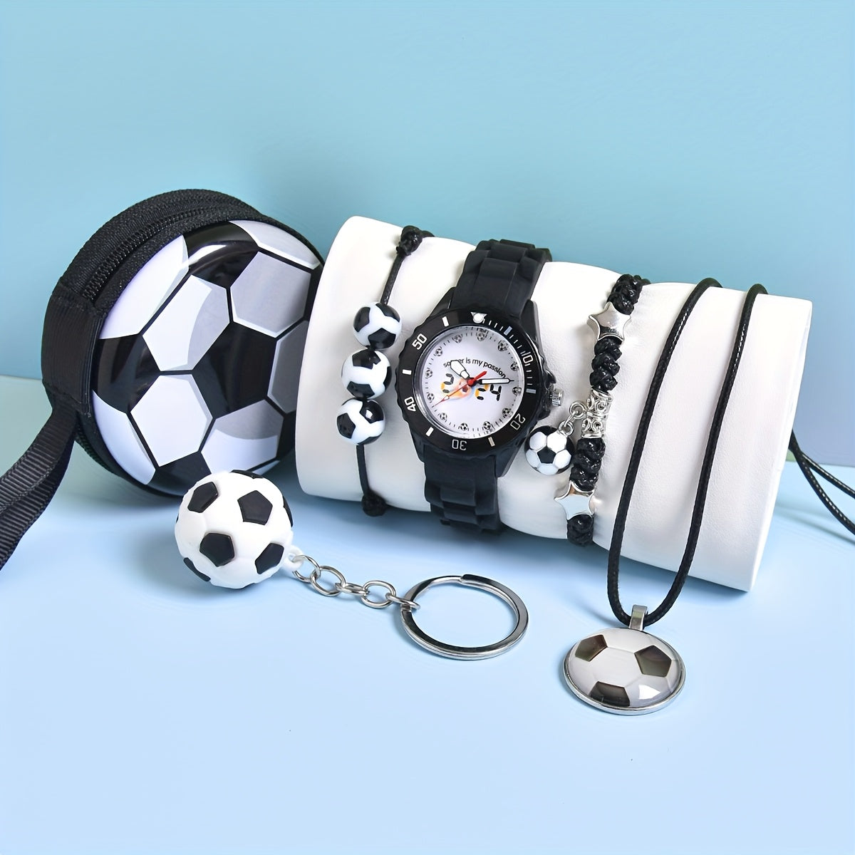 Boys Football Quartz Watch Set 6pcs