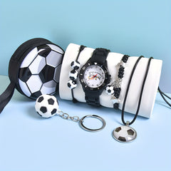 Boys Football Quartz Watch Set 6pcs