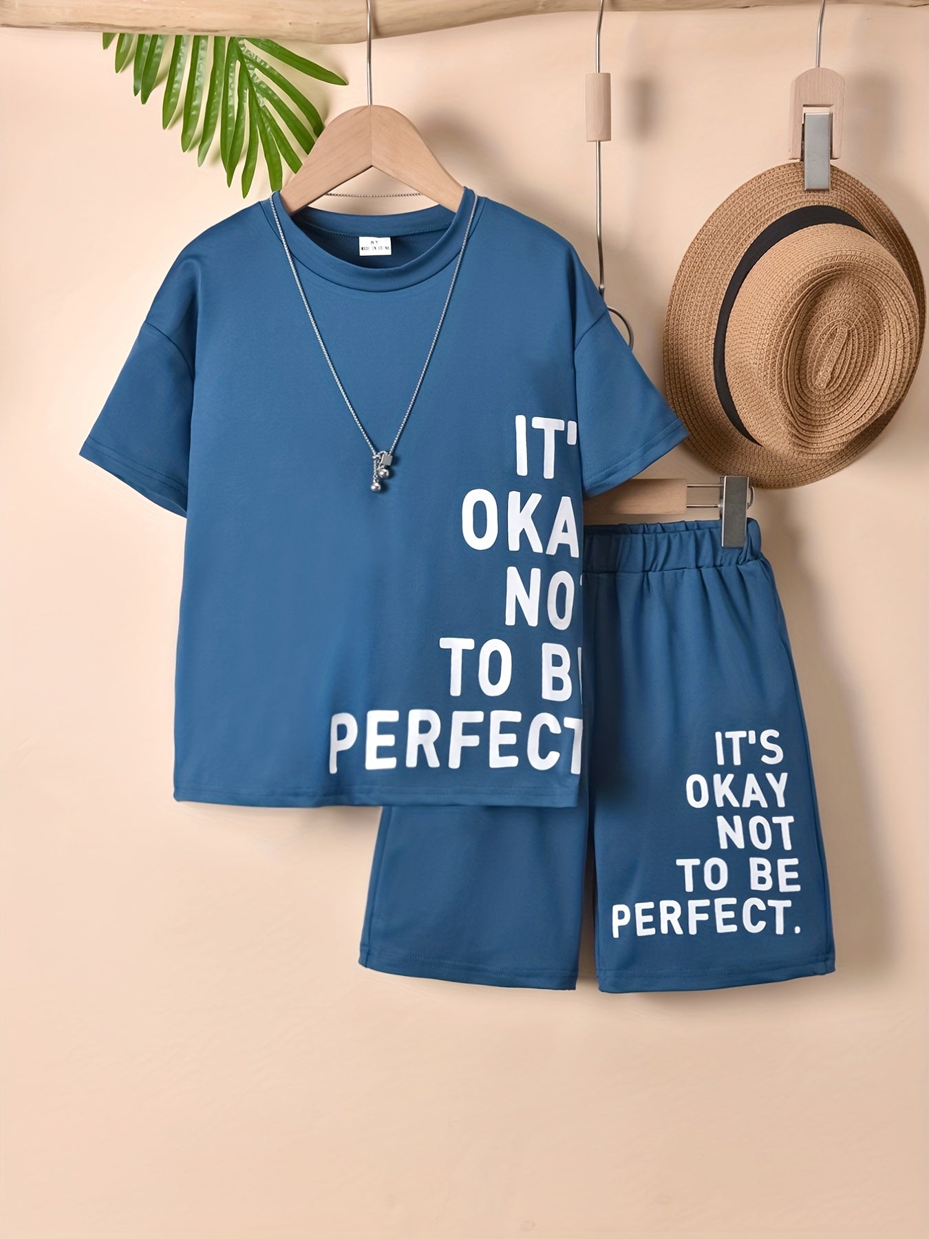 Boys Casual Letter Print T-shirt & Shorts Set - Summer Holiday