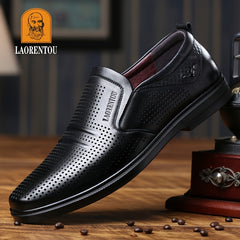 LAORENTOU Men's Leather Hollow Out Oxford Shoes Dress Shoes