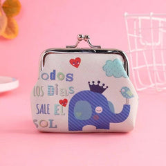 Girls Cartoon Elephant Print Coin Purse Mini Wallet Card Holder Holiday Gift
