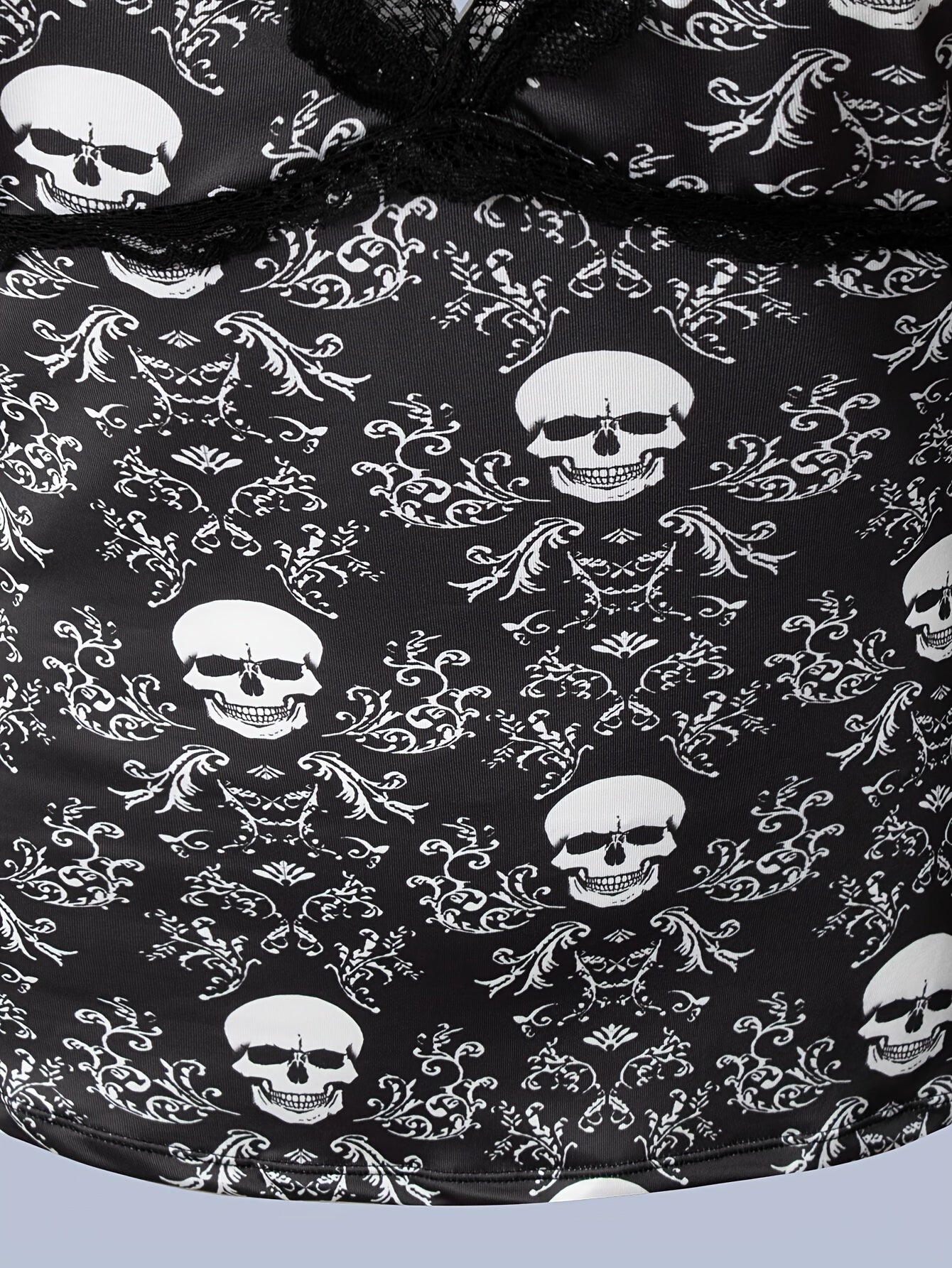Skull Pattern Cami Top Lace V Neck Sleeveless Women's Lingerie