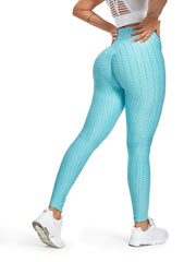 High Waist Textured Yoga Pants Tummy Control Leggings