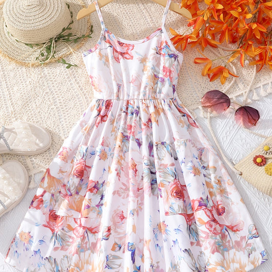 Boho Floral Sleeveless A Line Cami Dress For Summer