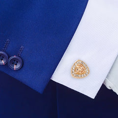 Men's Triangle Cufflinks with Artificial Diamonds