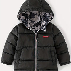 Boys Camo Puffer Coat Hooded Jacket Winter Warm Kids Clothes