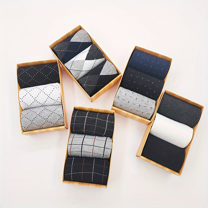 3 Pairs Men's Quarter Solid Dress Socks