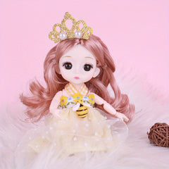 6.69in Yellow Duck Princess Doll Realistic Doll for Girls Dress Up Ornament