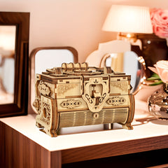 Rustic 3D Stereo Jigsaw DIY Basswood Music Box Antique Style Mechanical Assembly