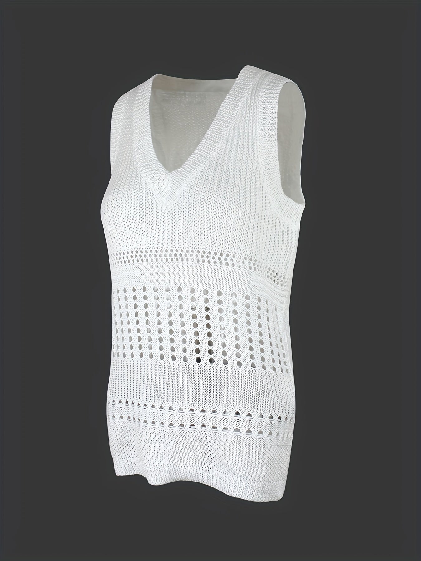 Solid V Neck Sleeveless Sweater Vest Women's Clothing
