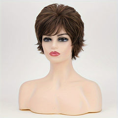 Short Curly Wig With Bangs Natural Fluffy Heat Resistant Synthetic Wig