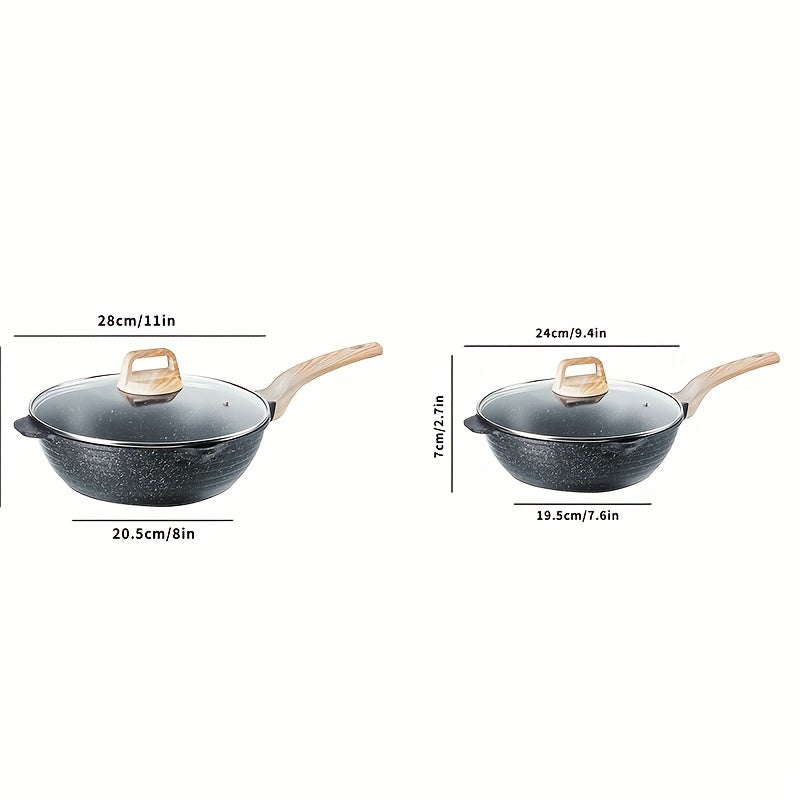 Non Stick Frying Pan 23 27 Wooden Handle Maifan Mineral Stone Cookware