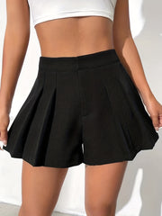 High Waist Pleated Shorts for Women