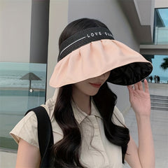 Wide Brim Stitching Visor Hats Foldable Headband Casual Sun Hat UV Protection