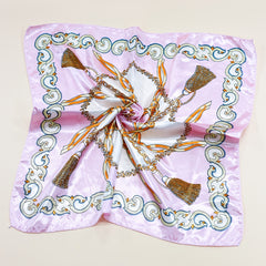 Chain Tassel Print Square Scarf Women Neckerchief Sunscreen Headwrap