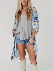 Women's Plus Geometric Print Long Sleeve Cardigan