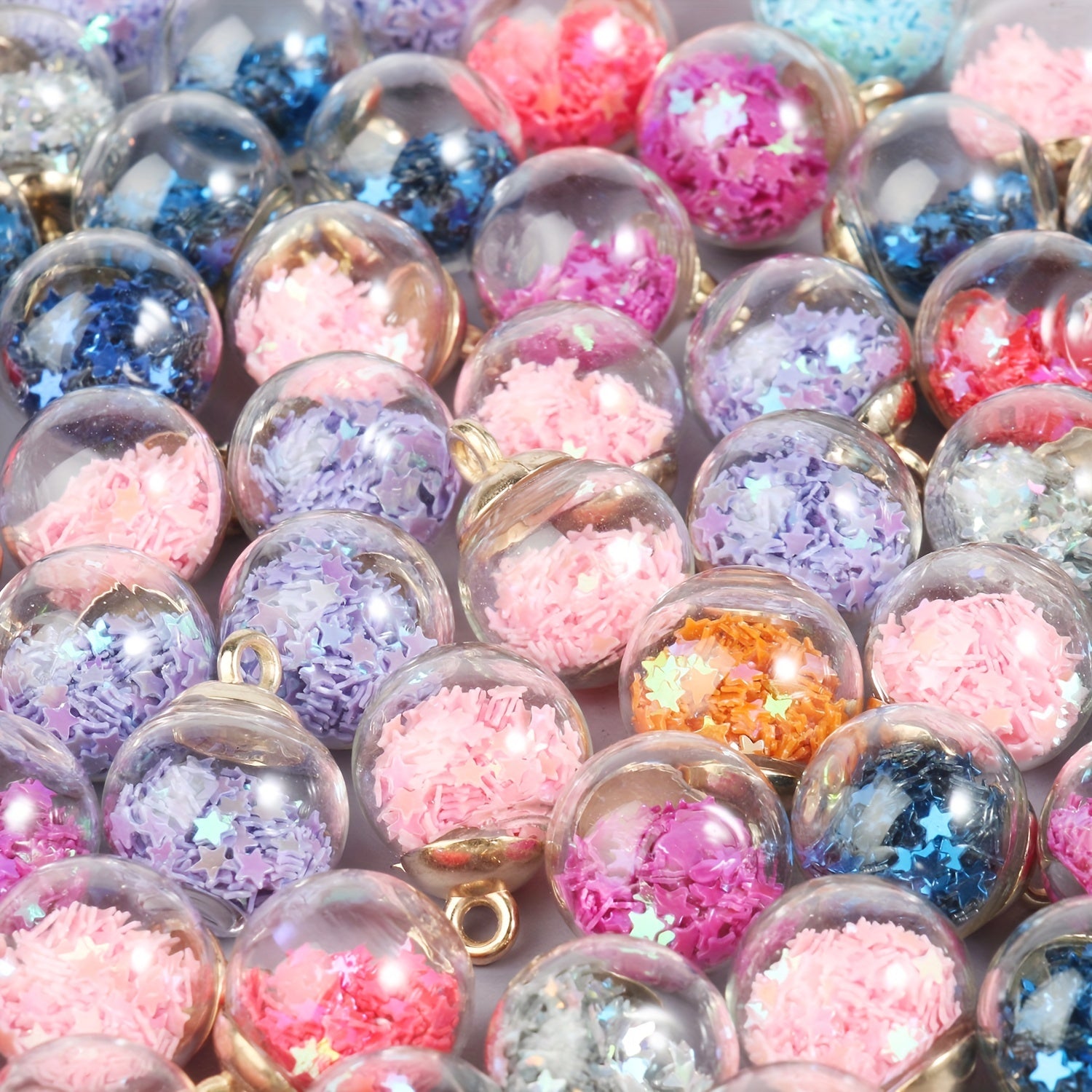20pcs Colorful Star Sequins Glass Ball Pendant Craft Accessories