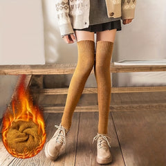 3 Pairs Solid Thigh High Socks Over The Knee Stockings