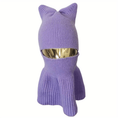 Cat Ears Knitted Hoodie Hat Balaclava Unisex Cartoon Ski Mask