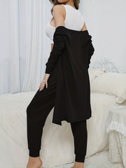 Waffle Lounge Set Long Sleeve Robe & Tank Top & Pants Women's Loungewear