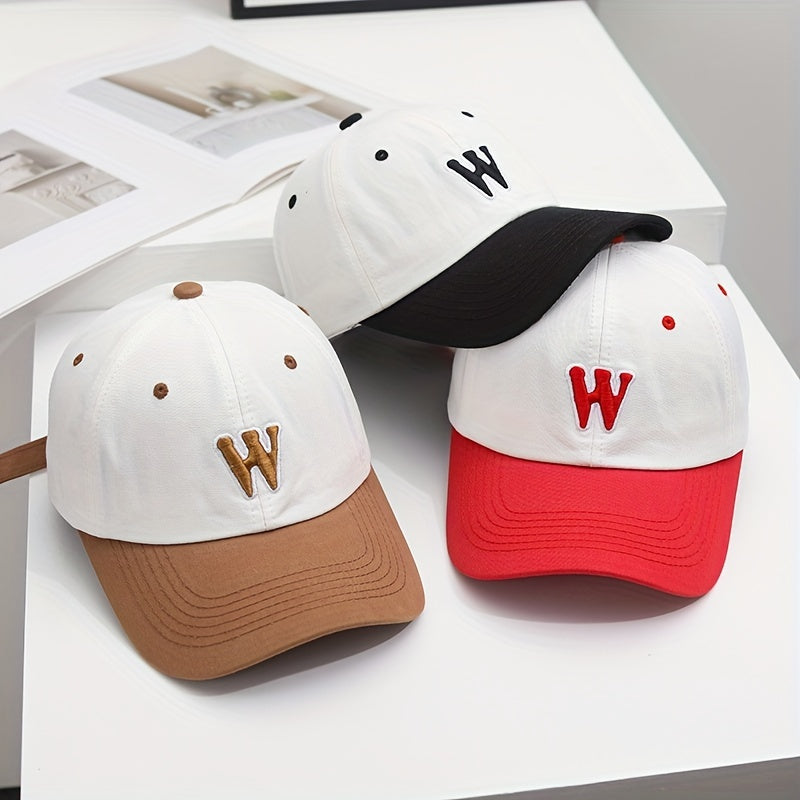 Adjustable Summer Casual Mens Peaked Cap With Letter W Embroidery