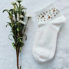 Rhinestone Crew Socks for Women