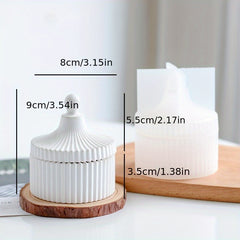 Concrete Stripe Storage Jar Silicone Mold DIY Heart Shaped Disc Elliptical