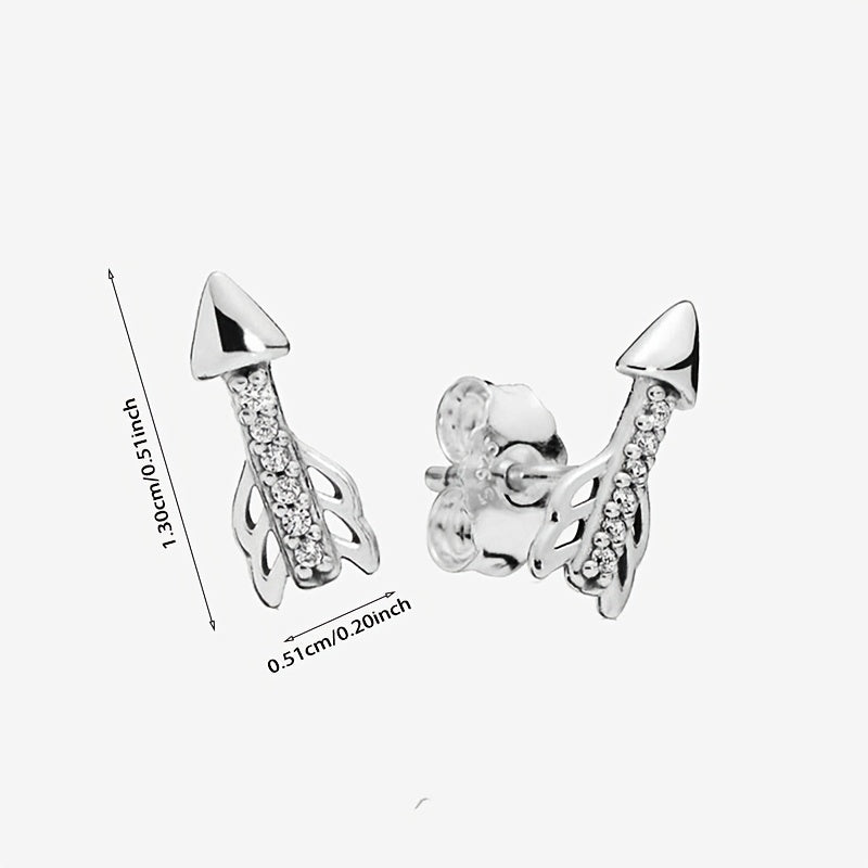 Zircon Girl Earrings Platinum Rose Hollow Clover Round Square