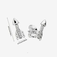 Zircon Girl Earrings Platinum Rose Hollow Clover Round Square