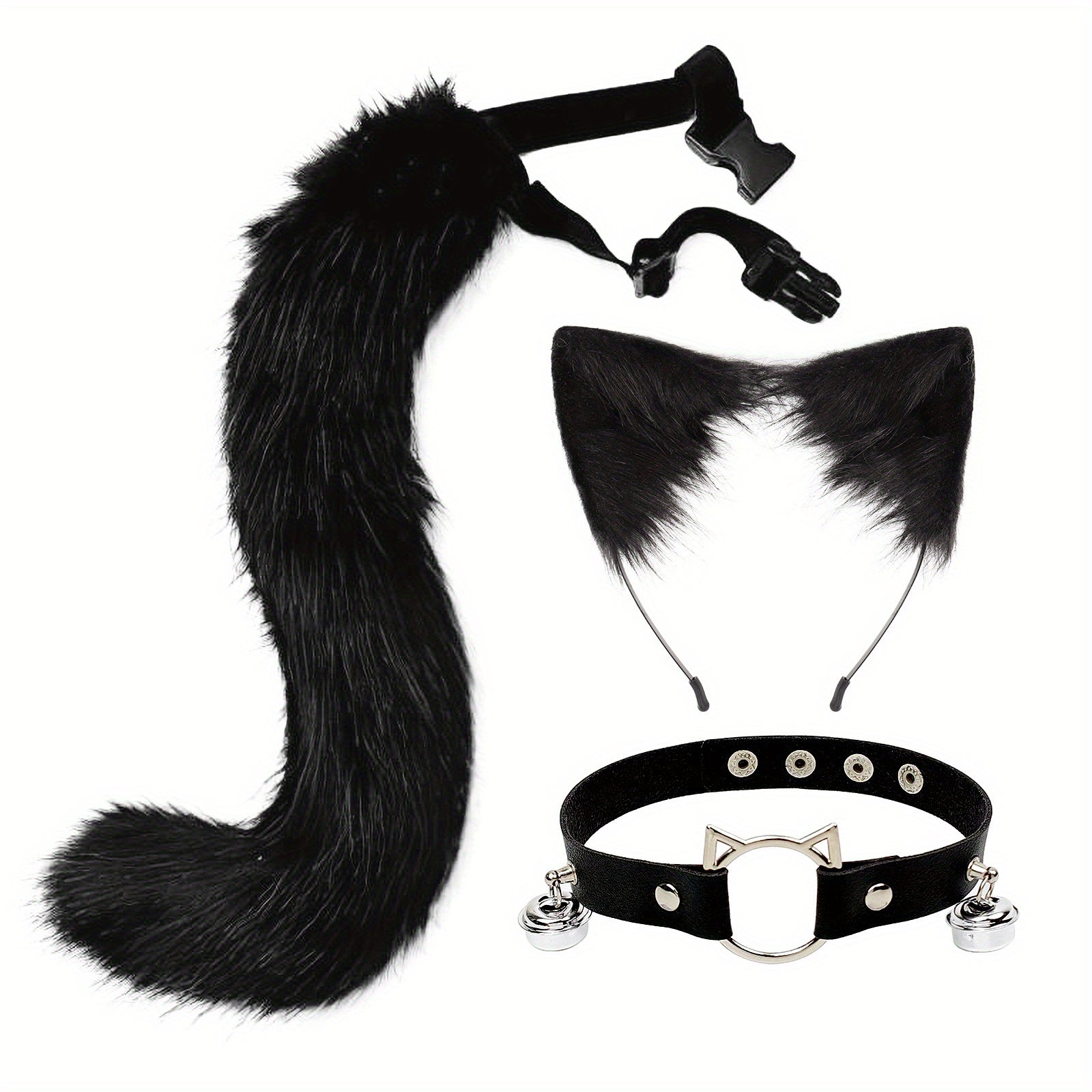 Cat Ears Cat Tail Set Fox Cosplay Cat Tail Accessories Strap Cat Ear Hair Hoop