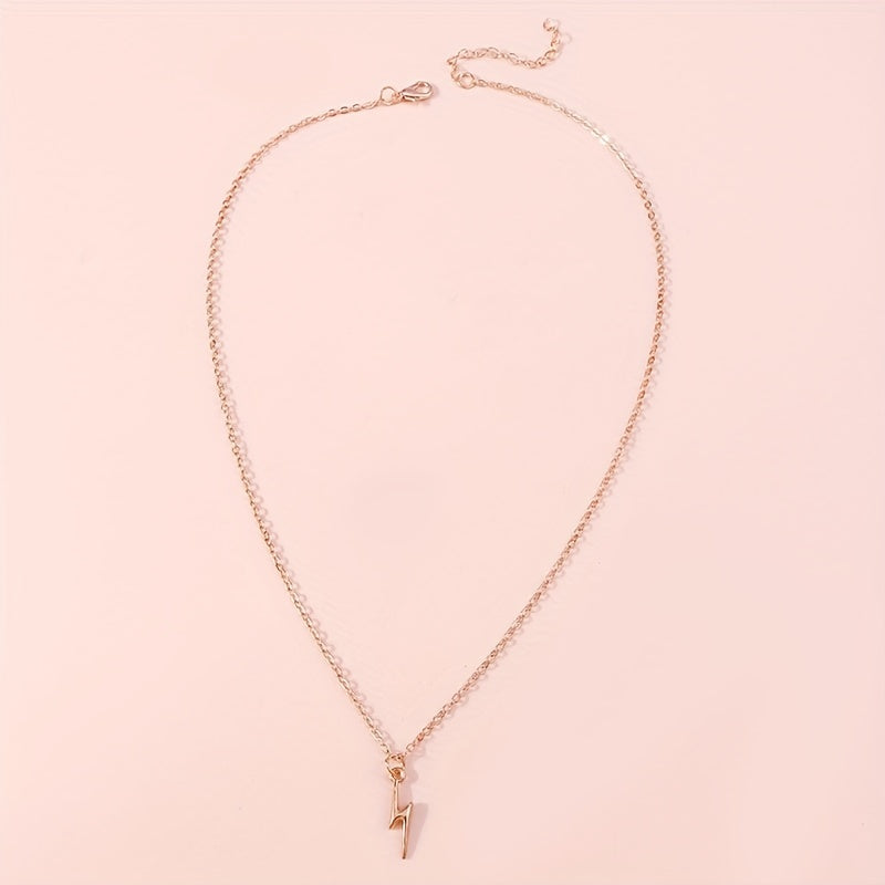 Stylish Golden Lightning Pendant Necklace for Her