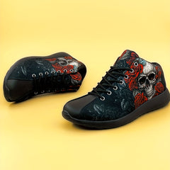 Women's Gothic Skull Print Lace Up Sneakers Outdoor Shoes