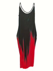 Women's Plus Ombre Print Maxi Dress With Pockets