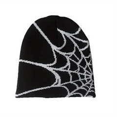 Pooyikoi Y2K Gothic Spider Pattern Wool Acrylic Knit Hat Beanie Hat