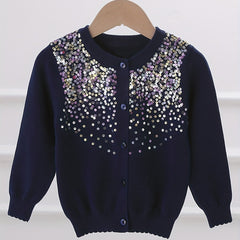 Girls' Sequin Button Down Cardigan Sweater Top