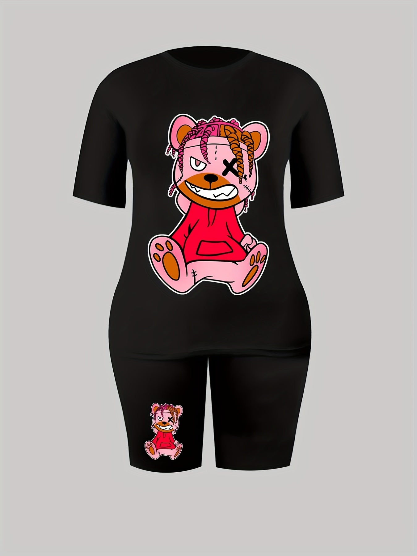 Cartoon Bear Print 2 Piece Set