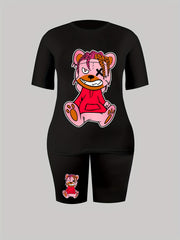 Cartoon Bear Print 2 Piece Set
