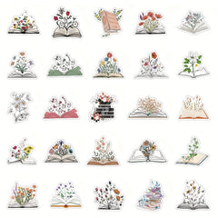 50pcs Reading Book Stickers Vinyl Decals for Journals Water Bottles Laptops Car
