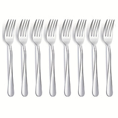 8pcs Serving Forks Set Stainless Steel Dinner Forks Durable Mirror Polishing