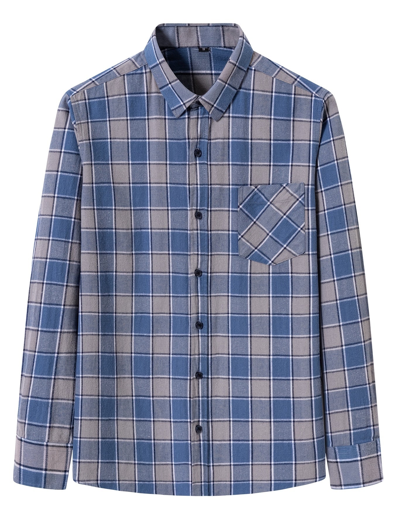 Men's Flannel Plaid Long Sleeve Shirt with Pockets
