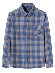Men's Flannel Plaid Long Sleeve Shirt with Pockets
