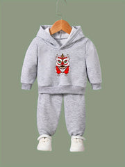 Cute Lion Dance Print Outfit Set for Kids