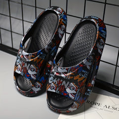 Men's Printed Slides Quick Dry Non-Slip Indoor & Outdoor Summer Comfort