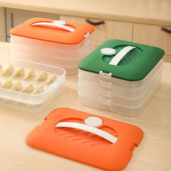 Portable 3 Layer Dumpling Box with Lid for Picnic, Camping